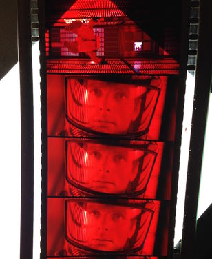 Frames from a 70mm print of 2001:A Space Odyssey. Aspect ratio 2.2:1 with magnetic audio track